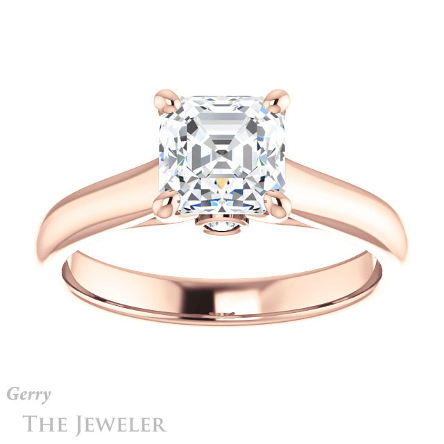 14k Rose Gold Asscher Cut Forever One Engagement Ring Setting #GTJ1142-asscher-fo-r