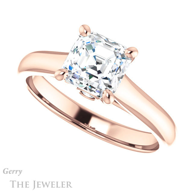 14k Rose Gold Asscher Cut Forever One Engagement Ring Setting #GTJ1142-asscher-fo-r 5 14k Rose Gold Asscher Cut Forever One Engagement Ring Setting #GTJ1142-asscher-fo-r