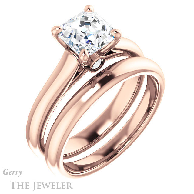 14k Rose Gold Asscher Cut Forever One Engagement Ring Setting #GTJ1142-asscher-fo-r 6 14k Rose Gold Asscher Cut Forever One Engagement Ring Setting #GTJ1142-asscher-fo-r