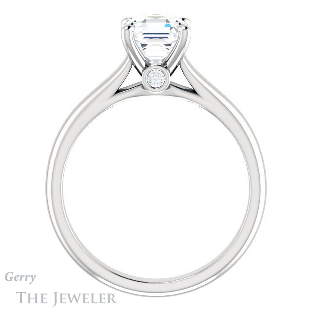 14k White Gold Asscher Cut Forever One Engagement Ring Setting #GTJ1142-asscher-fo-w