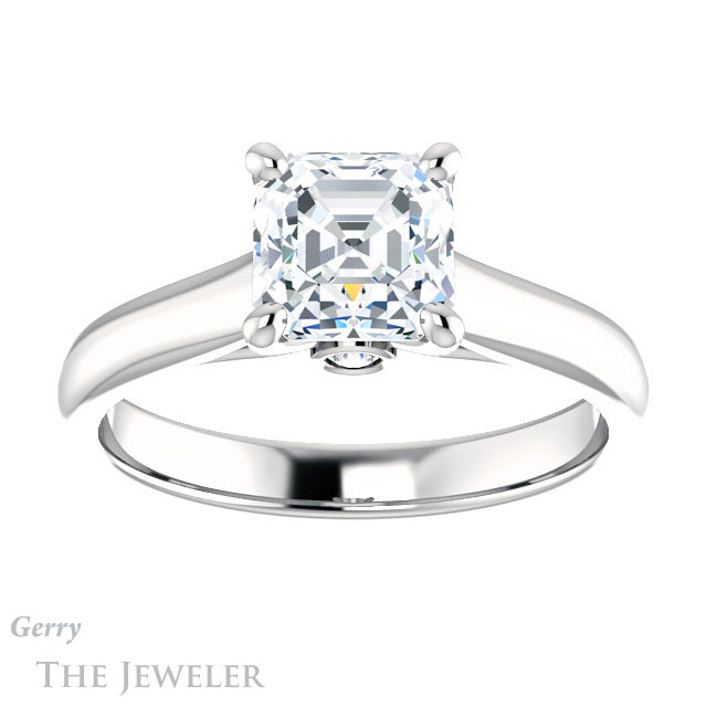 14k White Gold Asscher Cut Forever One Engagement Ring Setting #GTJ1142-asscher-fo-w