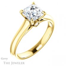 14k Yellow Gold Asscher Cut Forever One Engagement Ring Setting #GTJ1142-asscher-fo-y