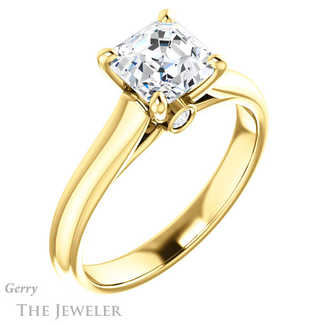 14k Yellow Gold Asscher Cut Forever One Engagement Ring Setting #GTJ1142-asscher-fo-y
