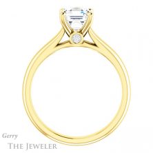 14k Yellow Gold Asscher Cut Forever One Engagement Ring Setting #GTJ1142-asscher-fo-y