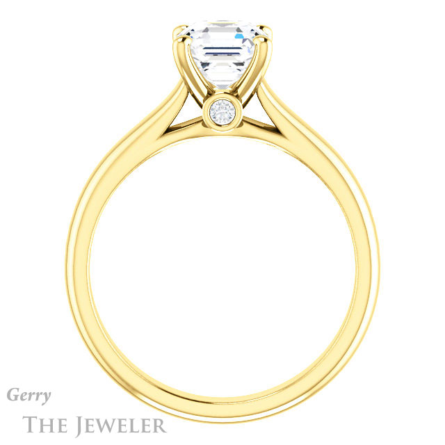 14k Yellow Gold Asscher Cut Forever One Engagement Ring Setting #GTJ1142-asscher-fo-y