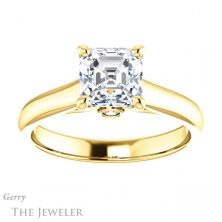 14k Yellow Gold Asscher Cut Forever One Engagement Ring Setting #GTJ1142-asscher-fo-y