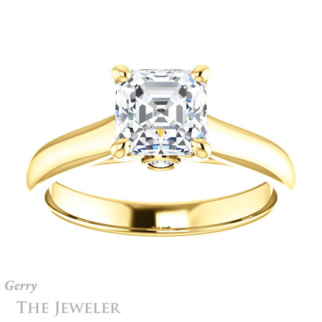 14k Yellow Gold Asscher Cut Forever One Engagement Ring Setting #GTJ1142-asscher-fo-y