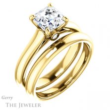 14k Yellow Gold Asscher Cut Forever One Engagement Ring Setting #GTJ1142-asscher-fo-y
