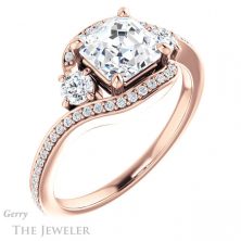 14k Rose Gold Asscher Cut Forever One Engagement Ring Setting #GTJ1143-asscher-fo-r 4 14k Rose Gold Asscher Cut Forever One Engagement Ring Setting #GTJ1143-asscher-fo-r
