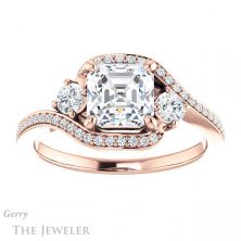14k Rose Gold Asscher Cut Forever One Engagement Ring Setting #GTJ1143-asscher-fo-r 1 14k Rose Gold Asscher Cut Forever One Engagement Ring Setting #GTJ1143-asscher-fo-r