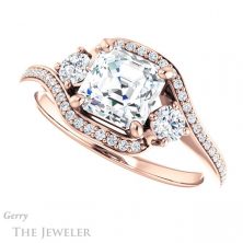 14k Rose Gold Asscher Cut Forever One Engagement Ring Setting #GTJ1143-asscher-fo-r 5 14k Rose Gold Asscher Cut Forever One Engagement Ring Setting #GTJ1143-asscher-fo-r
