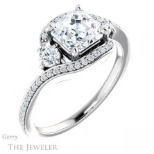 14k White Gold Asscher Cut Forever One Engagement Ring Setting #GTJ1143-asscher-fo-w