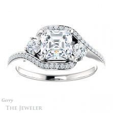 14k White Gold Asscher Cut Forever One Engagement Ring Setting #GTJ1143-asscher-fo-w