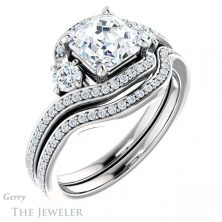 14k White Gold Asscher Cut Forever One Engagement Ring Setting #GTJ1143-asscher-fo-w