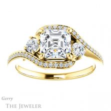 14k Yellow Gold Asscher Cut Forever One Engagement Ring Setting #GTJ1143-asscher-fo-y
