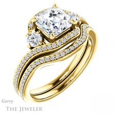 14k Yellow Gold Asscher Cut Forever One Engagement Ring Setting #GTJ1143-asscher-fo-y