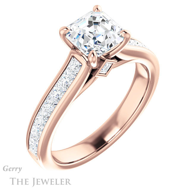 14k Rose Gold Asscher Cut Forever One Engagement Ring Setting #GTJ1144-asscher-fo-r 4 14k Rose Gold Asscher Cut Forever One Engagement Ring Setting #GTJ1144-asscher-fo-r