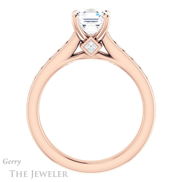 14k Rose Gold Asscher Cut Forever One Engagement Ring Setting #GTJ1144-asscher-fo-r