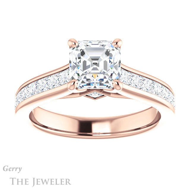14k Rose Gold Asscher Cut Forever One Engagement Ring Setting #GTJ1144-asscher-fo-r