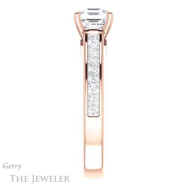 14k Rose Gold Asscher Cut Forever One Engagement Ring Setting #GTJ1144-asscher-fo-r 3 14k Rose Gold Asscher Cut Forever One Engagement Ring Setting #GTJ1144-asscher-fo-r