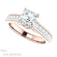 14k Rose Gold Asscher Cut Forever One Engagement Ring Setting #GTJ1144-asscher-fo-r 5 14k Rose Gold Asscher Cut Forever One Engagement Ring Setting #GTJ1144-asscher-fo-r
