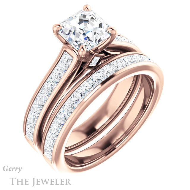 14k Rose Gold Asscher Cut Forever One Engagement Ring Setting #GTJ1144-asscher-fo-r 6 14k Rose Gold Asscher Cut Forever One Engagement Ring Setting #GTJ1144-asscher-fo-r