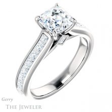 14k White Gold Asscher Cut Forever One Engagement Ring Setting #GTJ1144-asscher-fo-w