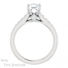 14k White Gold Asscher Cut Forever One Engagement Ring Setting #GTJ1144-asscher-fo-w