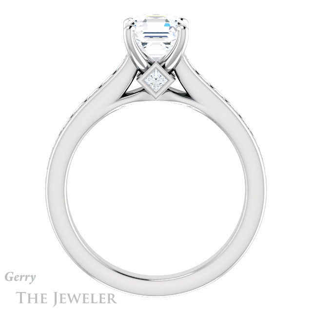 14k White Gold Asscher Cut Forever One Engagement Ring Setting #GTJ1144-asscher-fo-w