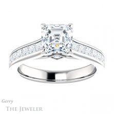 14k White Gold Asscher Cut Forever One Engagement Ring Setting #GTJ1144-asscher-fo-w