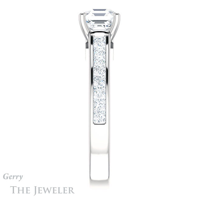 14k White Gold Asscher Cut Forever One Engagement Ring Setting #GTJ1144-asscher-fo-w