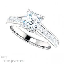 14k White Gold Asscher Cut Forever One Engagement Ring Setting #GTJ1144-asscher-fo-w