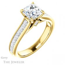 14k Yellow Gold Asscher Cut Forever One Engagement Ring Setting #GTJ1144-asscher-fo-y 4 14k Yellow Gold Asscher Cut Forever One Engagement Ring Setting #GTJ1144-asscher-fo-y