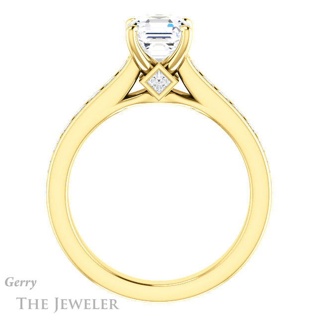 14k Yellow Gold Asscher Cut Forever One Engagement Ring Setting #GTJ1144-asscher-fo-y