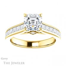 14k Yellow Gold Asscher Cut Forever One Engagement Ring Setting #GTJ1144-asscher-fo-y 1 14k Yellow Gold Asscher Cut Forever One Engagement Ring Setting #GTJ1144-asscher-fo-y