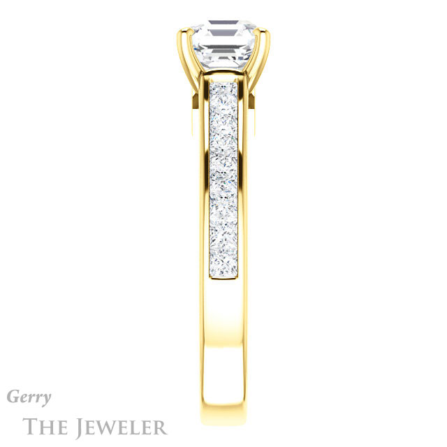 14k Yellow Gold Asscher Cut Forever One Engagement Ring Setting #GTJ1144-asscher-fo-y 3 14k Yellow Gold Asscher Cut Forever One Engagement Ring Setting #GTJ1144-asscher-fo-y