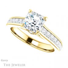 14k Yellow Gold Asscher Cut Forever One Engagement Ring Setting #GTJ1144-asscher-fo-y 5 14k Yellow Gold Asscher Cut Forever One Engagement Ring Setting #GTJ1144-asscher-fo-y