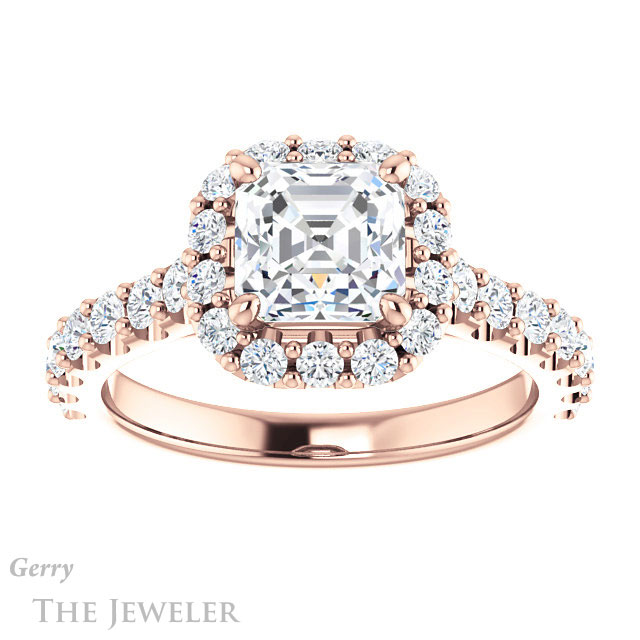 14k Rose Gold Asscher Cut Forever One Engagement Ring Setting #GTJ1145-asscher-fo-r