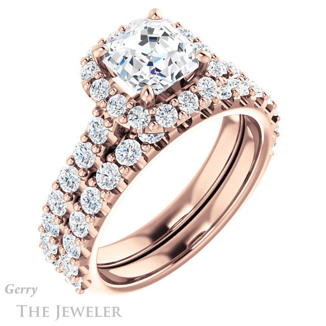 14k Rose Gold Asscher Cut Forever One Engagement Ring Setting #GTJ1145-asscher-fo-r 6 14k Rose Gold Asscher Cut Forever One Engagement Ring Setting #GTJ1145-asscher-fo-r