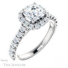 14k White Gold Asscher Cut Forever One Engagement Ring Setting #GTJ1145-asscher-fo-w 4 14k White Gold Asscher Cut Forever One Engagement Ring Setting #GTJ1145-asscher-fo-w