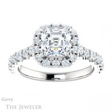 14k White Gold Asscher Cut Forever One Engagement Ring Setting #GTJ1145-asscher-fo-w 1 14k White Gold Asscher Cut Forever One Engagement Ring Setting #GTJ1145-asscher-fo-w