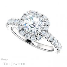 14k White Gold Asscher Cut Forever One Engagement Ring Setting #GTJ1145-asscher-fo-w 5 14k White Gold Asscher Cut Forever One Engagement Ring Setting #GTJ1145-asscher-fo-w