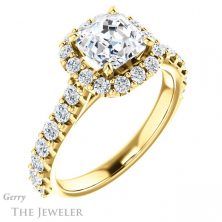 14k Yellow Gold Asscher Cut Forever One Engagement Ring Setting #GTJ1145-asscher-fo-y