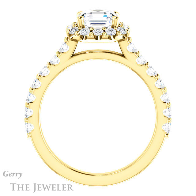 14k Yellow Gold Asscher Cut Forever One Engagement Ring Setting #GTJ1145-asscher-fo-y