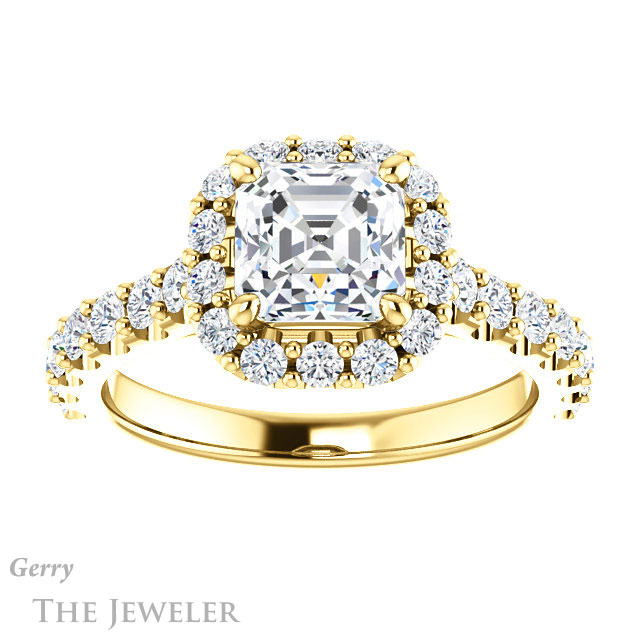 14k Yellow Gold Asscher Cut Forever One Engagement Ring Setting #GTJ1145-asscher-fo-y