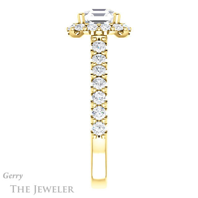 14k Yellow Gold Asscher Cut Forever One Engagement Ring Setting #GTJ1145-asscher-fo-y