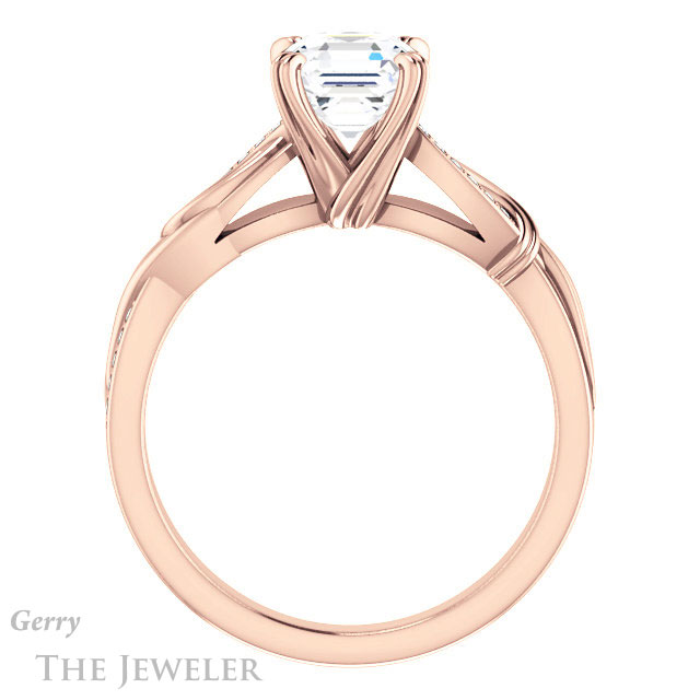 14k Rose Gold Asscher Cut Forever One Engagement Ring Setting #GTJ1146-asscher-fo-r