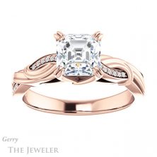 14k Rose Gold Asscher Cut Forever One Engagement Ring Setting #GTJ1146-asscher-fo-r