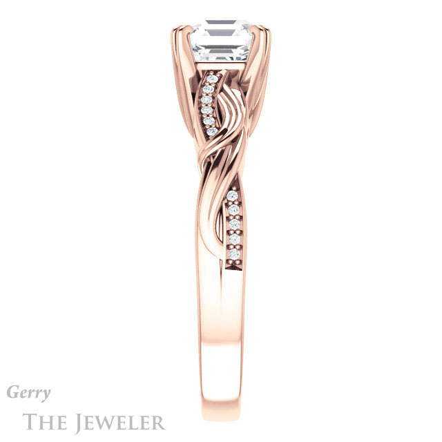 14k Rose Gold Asscher Cut Forever One Engagement Ring Setting #GTJ1146-asscher-fo-r