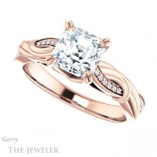 14k Rose Gold Asscher Cut Forever One Engagement Ring Setting #GTJ1146-asscher-fo-r
